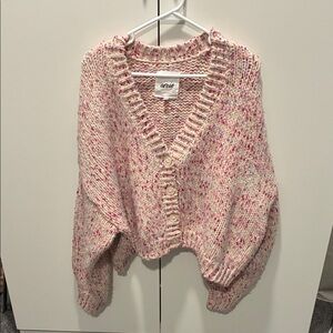 Aerie Women's Pink and Cream Cardigan